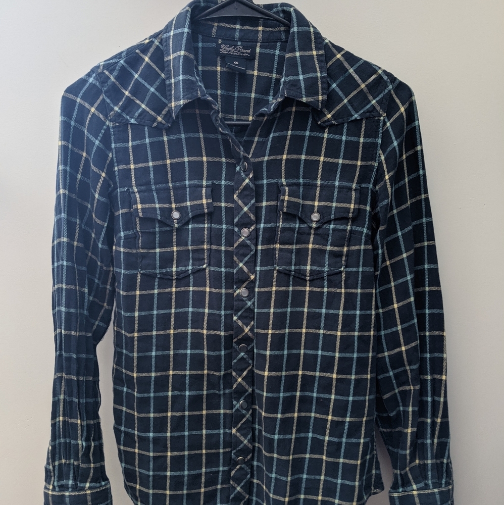 Lucky Brand plaid snap button up flannel shirt